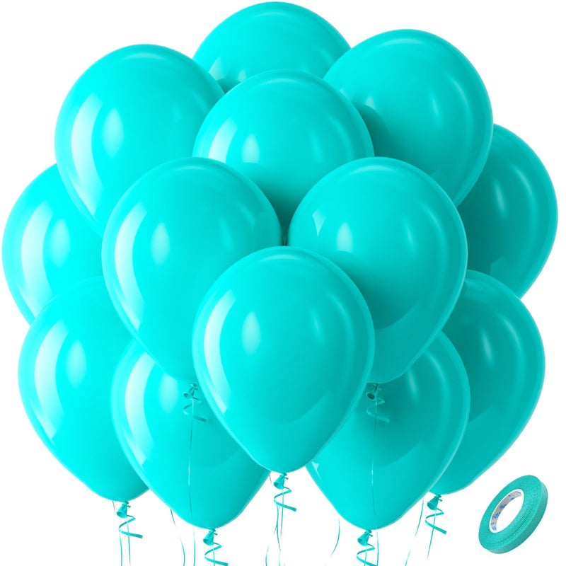 Bezente Teal Balloons Latex Party Balloons, 100 Pack 12 inch Round Helium Turquoise Balloons for Wedding Graduation Birthday Engagements Bridal Shower Gender Reveal Party Backdrop Decorations - Image 1