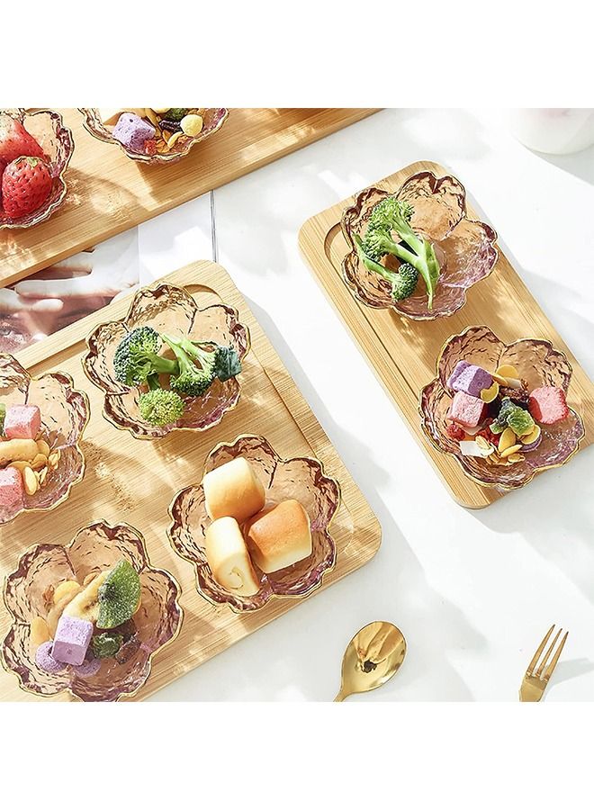 طبق زجاجي من زهر الكرز الوردي ، طبق صلصة ، طبق صغير على شكل زهر الكرز ، طبق توابل لصلصة الغمس ، مقبلات ، سوشي ، حلوى (الحافة الذهبية) - Image 2