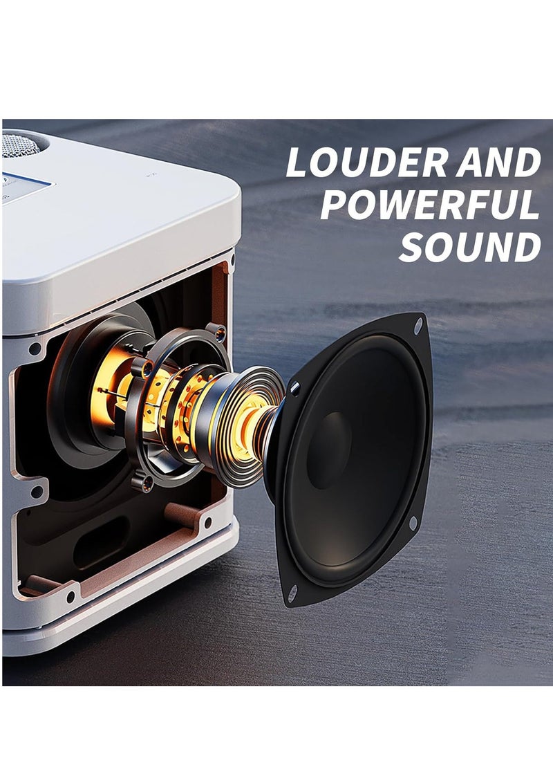 JAJEEK Karaoke Machine for Adults and Kids – Portable Bluetooth Karaoke Speaker with 2 Wireless Microphones, PA Speaker System for Indoor & Outdoor Parties, Family Entertainment (White) - Image 4