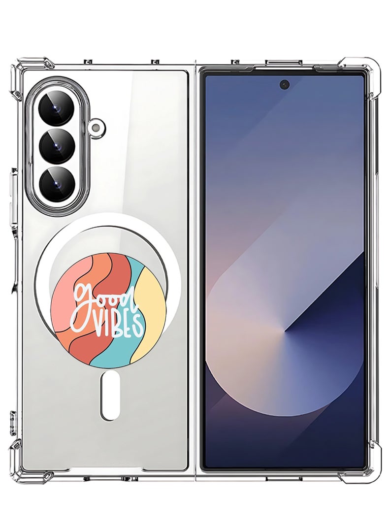 Theodor Magnetic Case for Samsung Galaxy Z Fold 7 Compatible with MagSafe Wireless Charging, Shockproof Phone Bumper Cover Good vibes (2) - Image 1