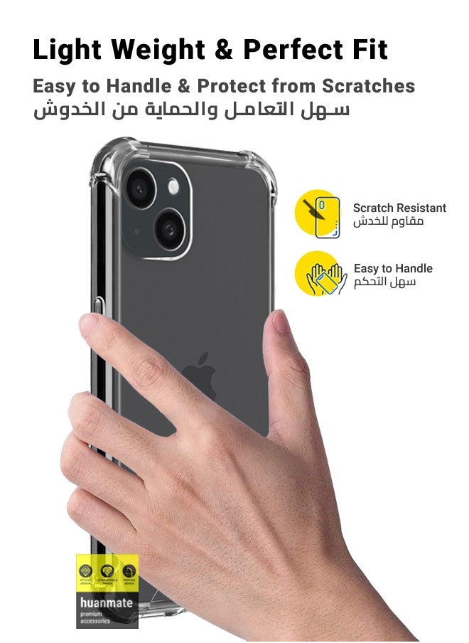 huanmate - 2 in 1 Protection Pack Of Case Cover With Privacy Screen Protector For Apple iPhone 15 Black/Clear - Image 1