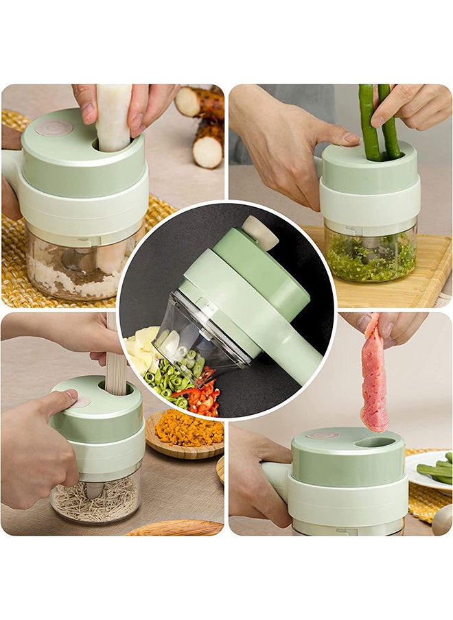 VIO - 4 in 1 Multifunctional USB Rechargeable Handheld Electric Vegetable Cutter Set Garlic Mud Masher Food Chopper, Portable Mini Wireless Food Processor Vegetable Cutter Slicer - Image 1