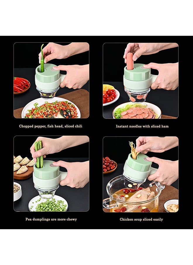 VIO - 4 in 1 Multifunctional USB Rechargeable Handheld Electric Vegetable Cutter Set Garlic Mud Masher Food Chopper, Portable Mini Wireless Food Processor Vegetable Cutter Slicer - Image 1