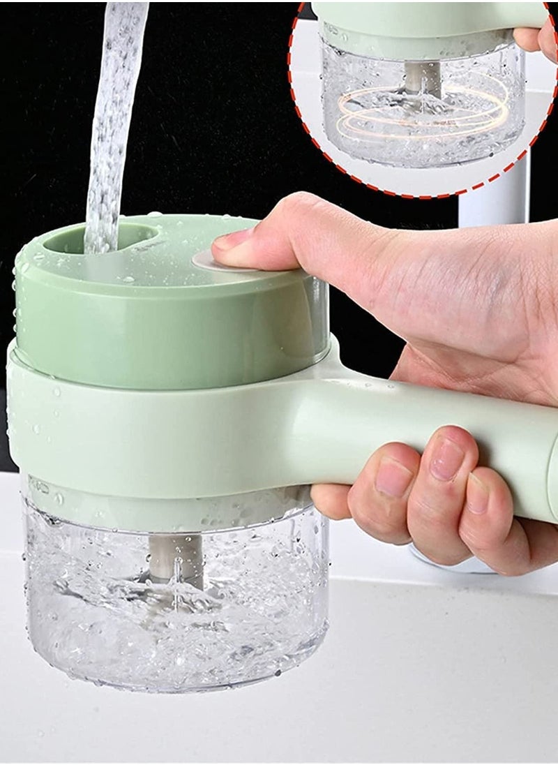 VIO - 4 in 1 Multifunctional USB Rechargeable Handheld Electric Vegetable Cutter Set Garlic Mud Masher Food Chopper, Portable Mini Wireless Food Processor Vegetable Cutter Slicer - Image 1