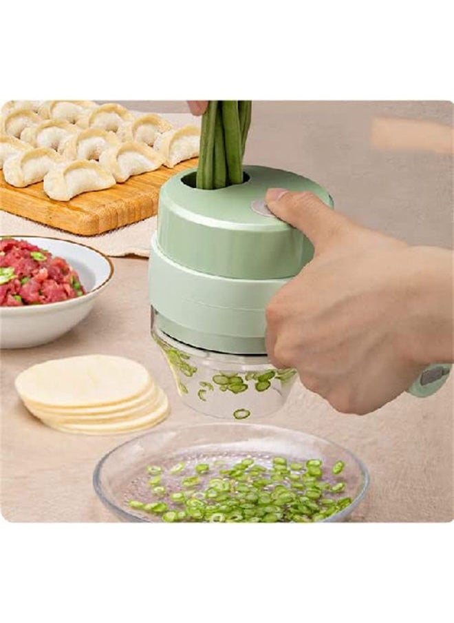 VIO - 4 in 1 Multifunctional USB Rechargeable Handheld Electric Vegetable Cutter Set Garlic Mud Masher Food Chopper, Portable Mini Wireless Food Processor Vegetable Cutter Slicer - Image 1
