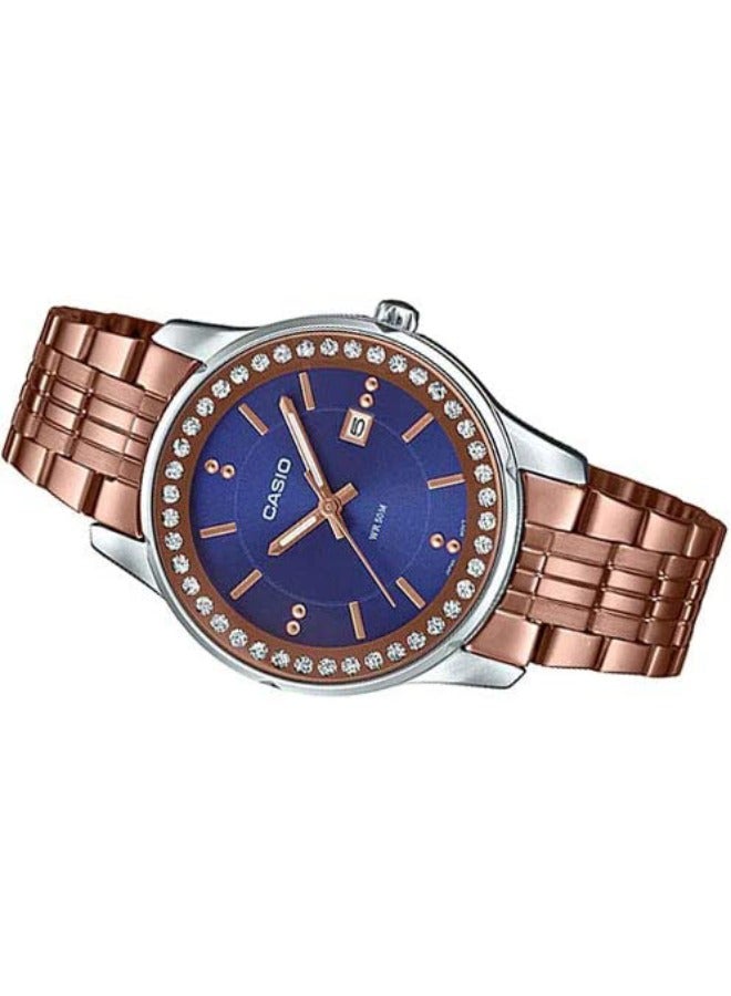 CASIO Women's Water Resistant Stainless Steel Analog Wrist Watch LTP-1358R-2AV Rose Gold - Image 2