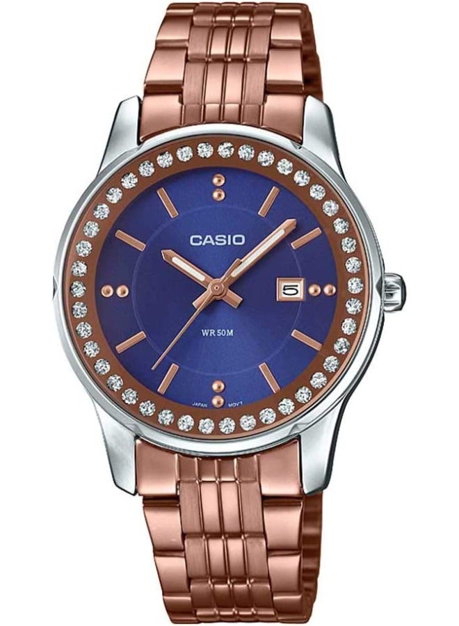 CASIO Women's Water Resistant Stainless Steel Analog Wrist Watch LTP-1358R-2AV Rose Gold - Image 1