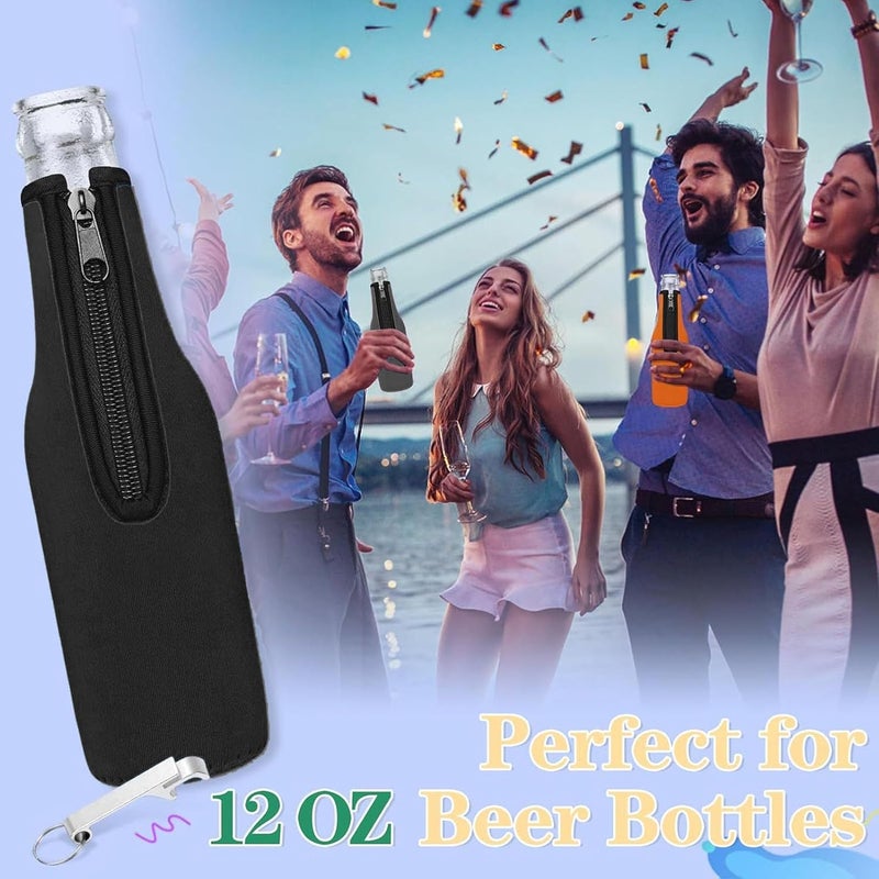 4pcs Beer Bottle Sleeve, Thick Neoprene Non Slip Insulated Bottle Holder Beer Cooler Sleeve for Summer Parties Supplies - Image 4