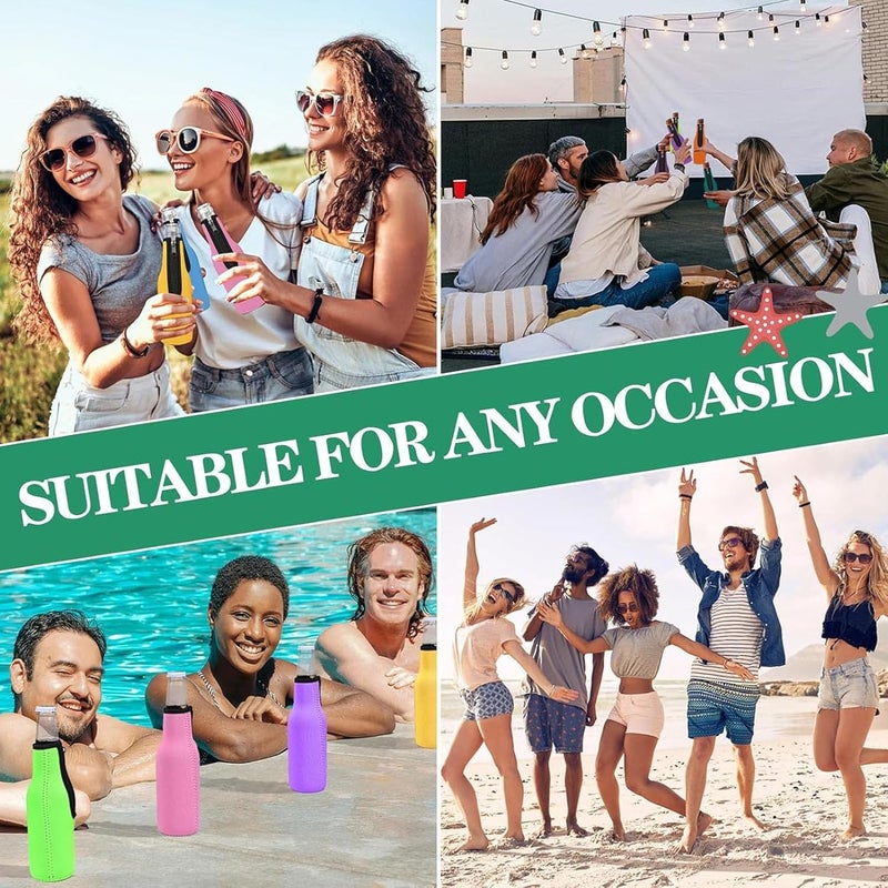 4pcs Beer Bottle Sleeve, Thick Neoprene Non Slip Insulated Bottle Holder Beer Cooler Sleeve for Summer Parties Supplies - Image 3