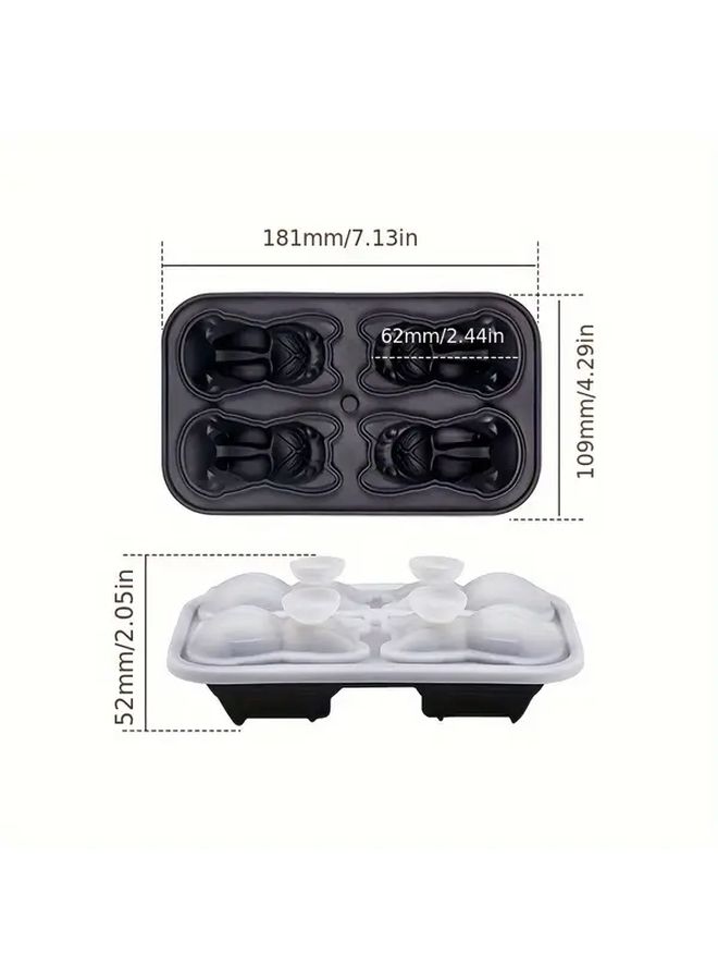 Blue French Bulldog Ice Cube Mold With Lid 4 Large Cubes For Whiskey Cocktails Easy Release - Image 3