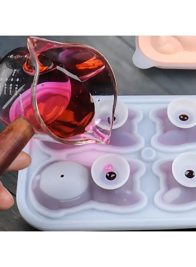 Blue French Bulldog Ice Cube Mold With Lid 4 Large Cubes For Whiskey Cocktails Easy Release - Image 4
