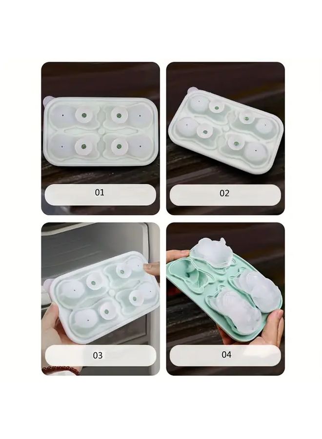 Blue French Bulldog Ice Cube Mold With Lid 4 Large Cubes For Whiskey Cocktails Easy Release - Image 2