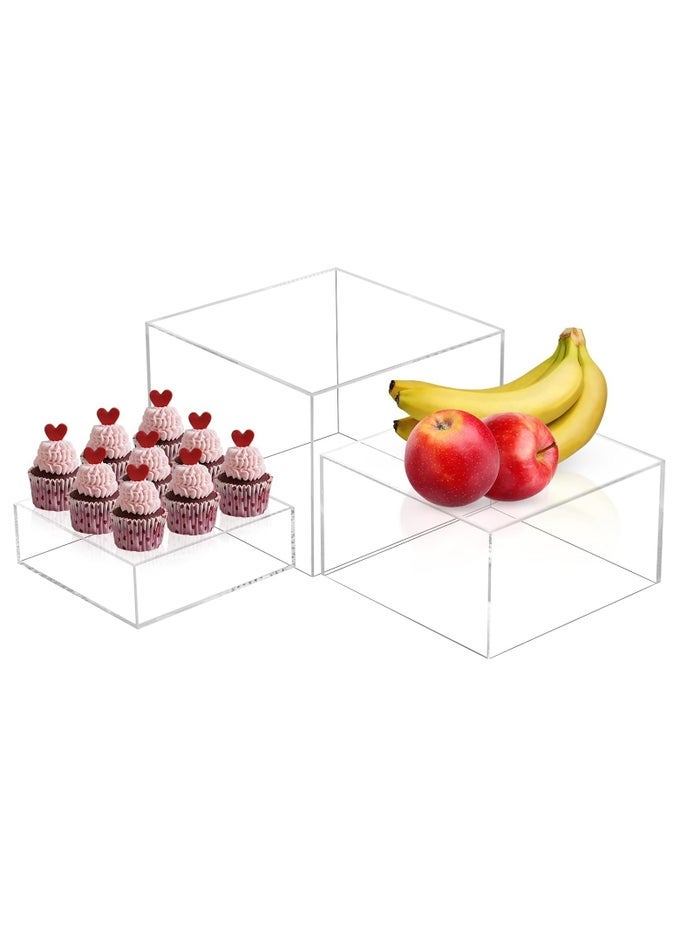 3 PACK ACRYLIC DISPLAY BOXES CUBE RISER, FOOD DISPLAY STANDS FOR PARTY BUFFET RISERS CLEAR CAKE STAND ACRYLIC SQUARE FOOD DISPLAY SET DESSERT TABLE DISPLAY NESTING RISER JEWELRY DISPLAY HOLDER