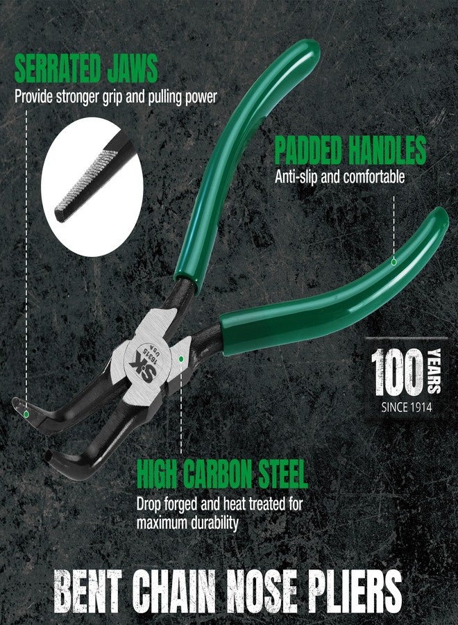 SK Tools USA 6-Inch Bent Chain Nose Pliers, Long Needle Nose Pliers, High Carbon Steel, Anti-Slip Padded Handle for Comfortable Grip - Image 4