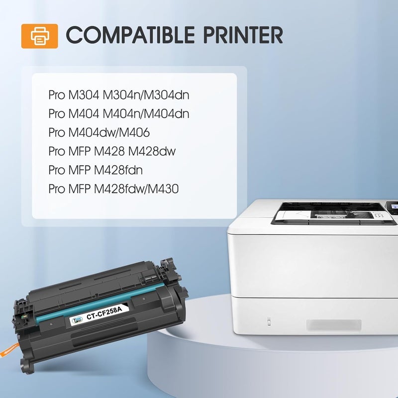 كول تونر خرطوشة حبر CF258A 58A سوداء M404n متوافقة مع HP 58A CF258A 58X CF258X لطابعات HP LaserJet Pro M404n M404dn M404dw M404 MFP M428fdw M428fdn M428dw عالية الإنتاجية عبوة 2 مع شريحة - Image 2