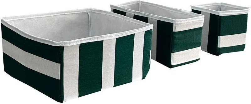 فيب هوم كونسبت 3-Piece Drawer Laundry Organizer Children's Room Folding Storage Box Organizer Set-Green White
