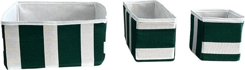 فيب هوم كونسبت 3-Piece Drawer Laundry Organizer Children's Room Folding Storage Box Organizer Set-Green White