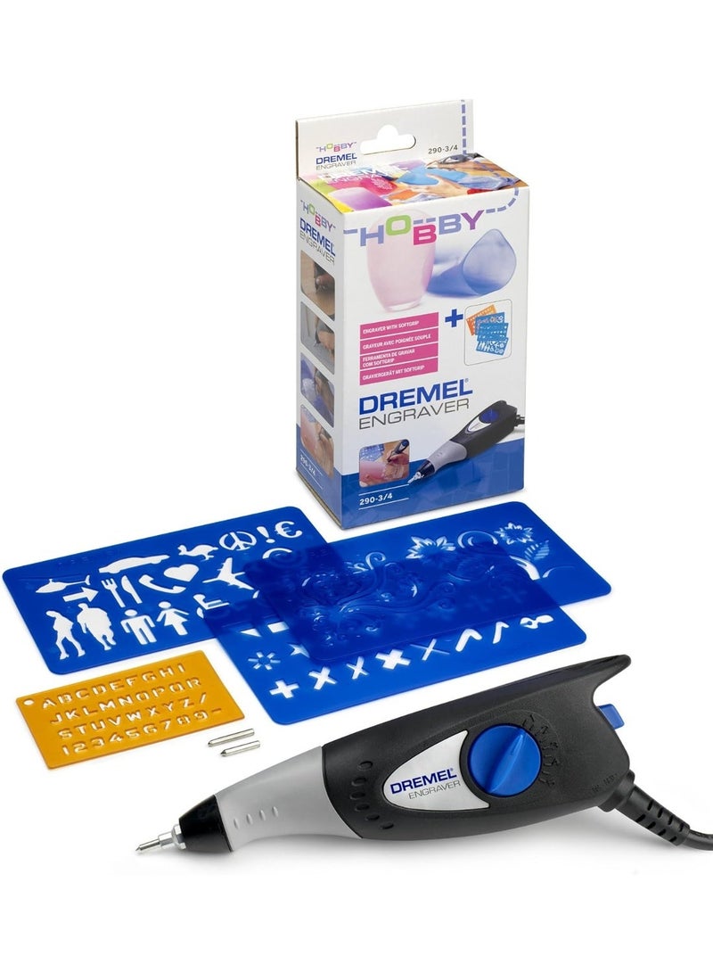 Dremel 290 Engraver - Compact Engraving Pen Tool with 3 Engraving Tips and 4 Craft Stencils for Engraving Wood, Metal, Ceramics, Plastic, Leather - Image 2