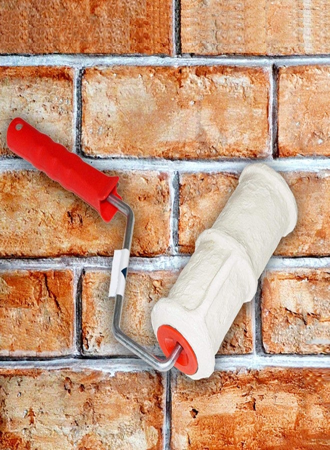 Tookie Embossed Paint Roller, 8 Inch Brick Embossing Roller for Wall Decoration, Art Brush Paint Roller Embossing Cylinder with Rubber Handle for Household DIY Paint Roller Art - Image 1