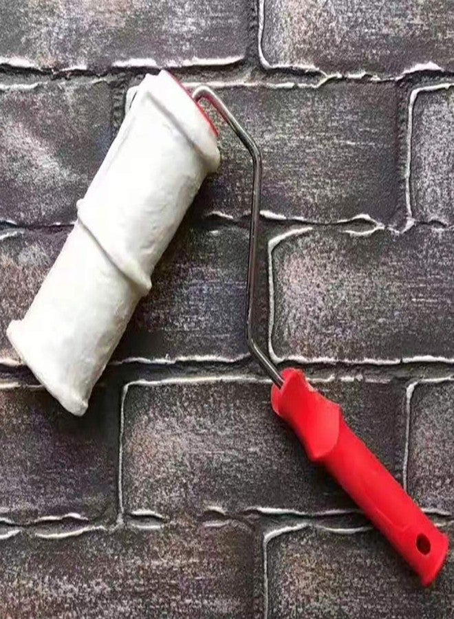 Tookie Embossed Paint Roller, 8 Inch Brick Embossing Roller for Wall Decoration, Art Brush Paint Roller Embossing Cylinder with Rubber Handle for Household DIY Paint Roller Art - Image 2