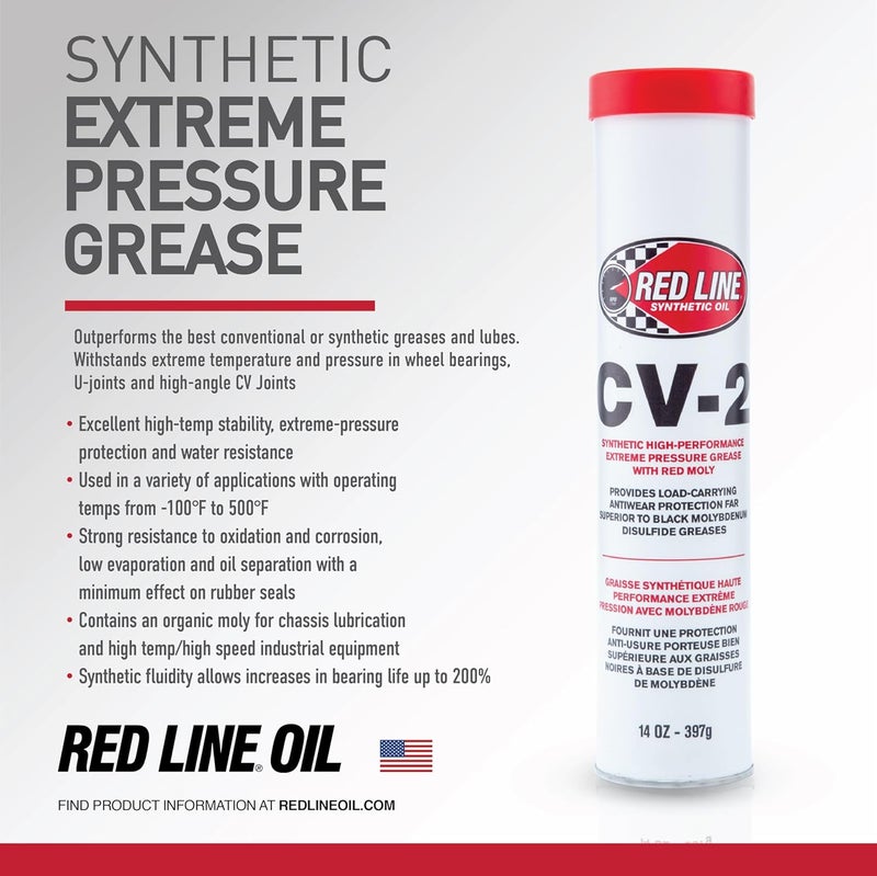 Red Line Efficiency boosted construction 80402 High Performance CV-2 Synthetic Grease Cartridge with Red Moly - 14 Ounce Tube Cost saving design picks - Image 3