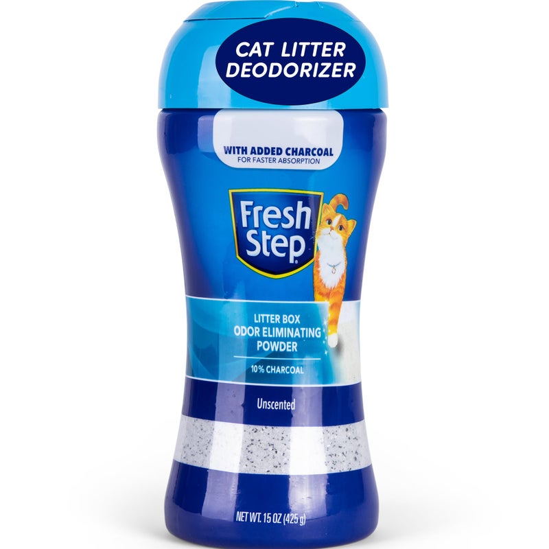 Fresh Step Litter Box Charcoal Odor Eliminating Powder, Unscented - Sifting/Pour Cap - Deodorizer Powder Combats Odors and Neutralizes Smells to Keep Your Home Clean, 15 Ounces - Image 1