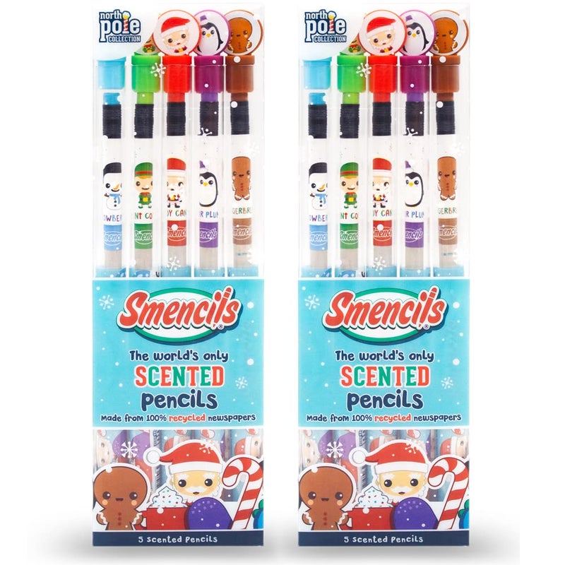 Scentco Holiday Smencils 2 Pack HB 2 Scented Fun Pencils 5 Count Stocking Stuffer Gifts for Kids School Supplies Party Favors Classroom Rewards - Image 2