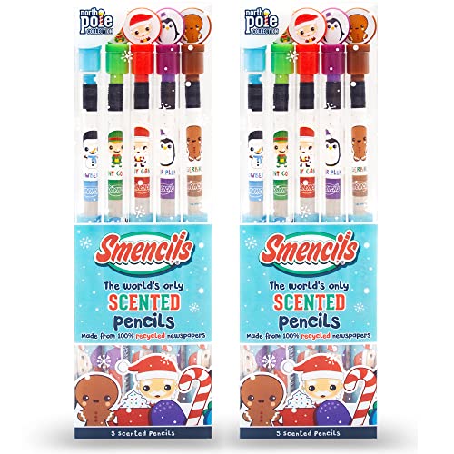 Scentco Holiday Smencils 2 Pack HB 2 Scented Fun Pencils 5 Count Stocking Stuffer Gifts for Kids School Supplies Party Favors Classroom Rewards - Image 1