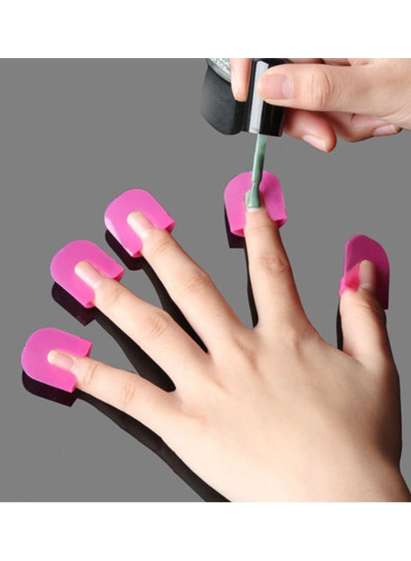 حامل واقي أظافر بلاستيكي لحماية طلاء الأظافر للأصابع، أدوات حماية مانيكير مضادة للتسرب باللون الأحمر الوردي، أداة مانيكير مقاومة للانسكاب (10 أحجام) - Image 3