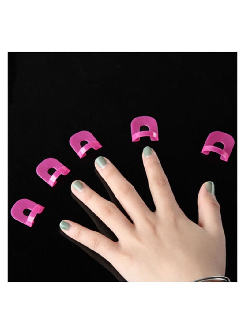 حامل واقي أظافر بلاستيكي لحماية طلاء الأظافر للأصابع، أدوات حماية مانيكير مضادة للتسرب باللون الأحمر الوردي، أداة مانيكير مقاومة للانسكاب (10 أحجام) - Image 2