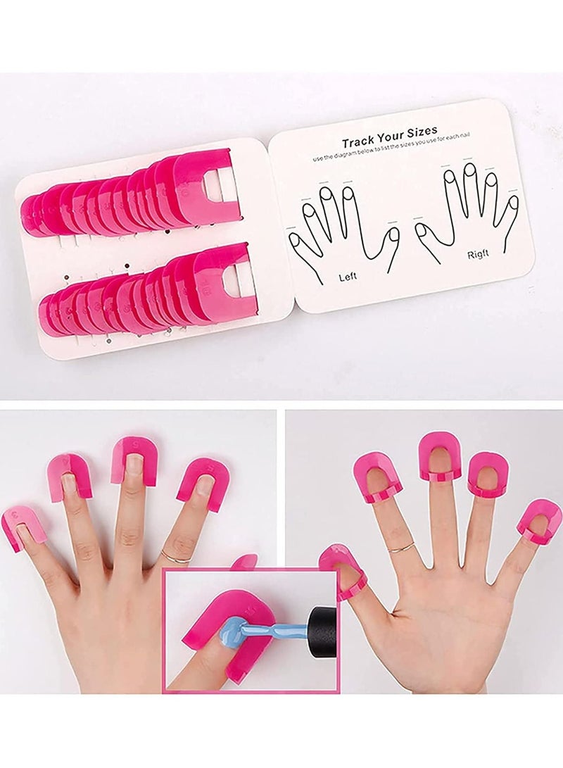 حامل واقي أظافر بلاستيكي لحماية طلاء الأظافر للأصابع، أدوات حماية مانيكير مضادة للتسرب باللون الأحمر الوردي، أداة مانيكير مقاومة للانسكاب (10 أحجام) - Image 1