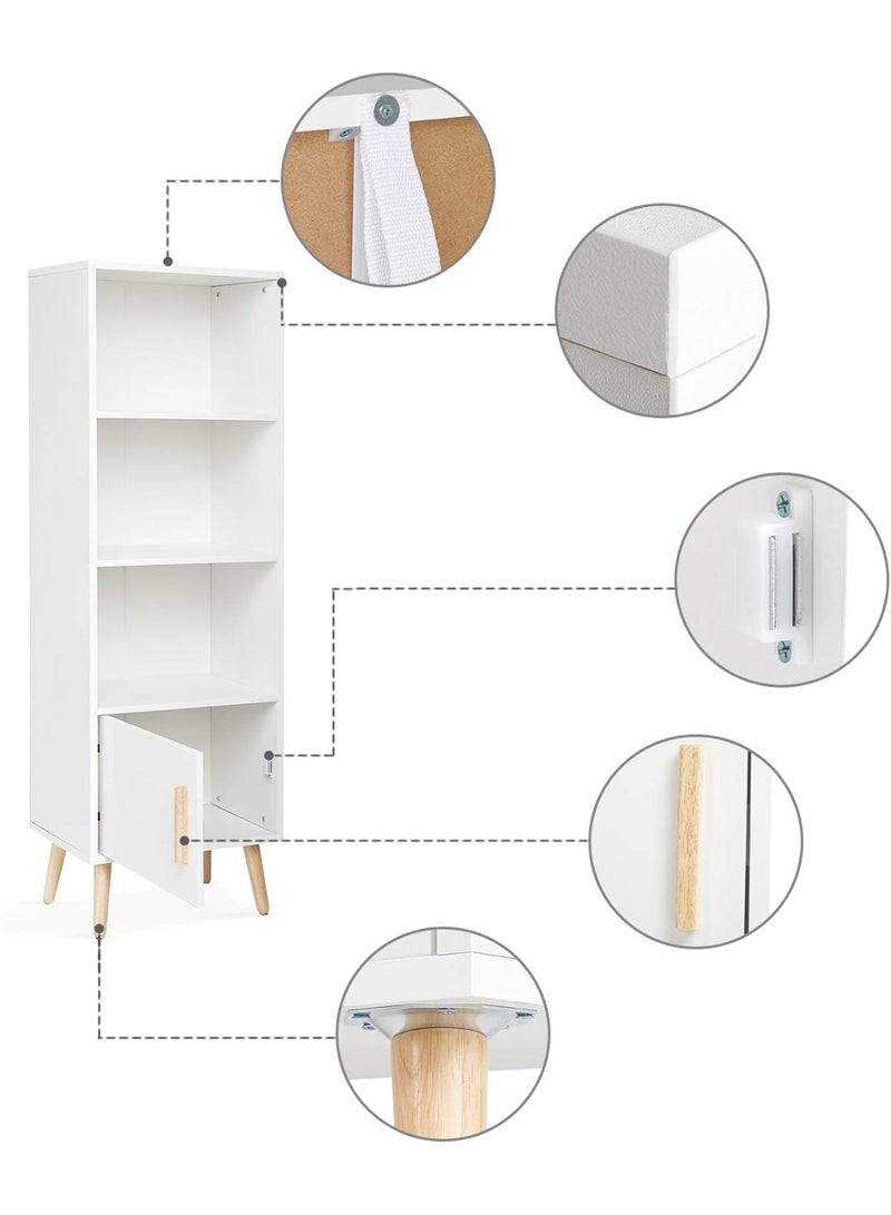 Meerveil Bookcase, Bookshelf Sideboard 4 Cube Storage Unit White Free Standing Wooden for Living Room Bedroom 42 x 30 x 127 cm - Image 4