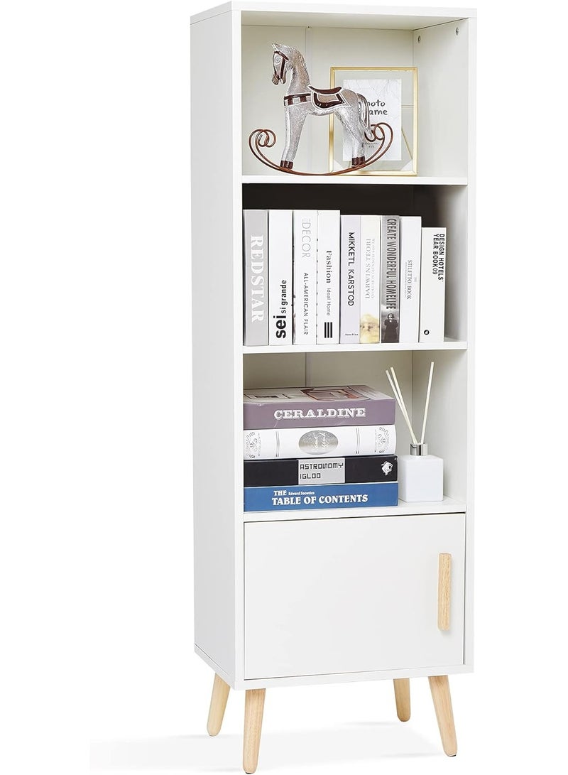Meerveil Bookcase, Bookshelf Sideboard 4 Cube Storage Unit White Free Standing Wooden for Living Room Bedroom 42 x 30 x 127 cm - Image 1