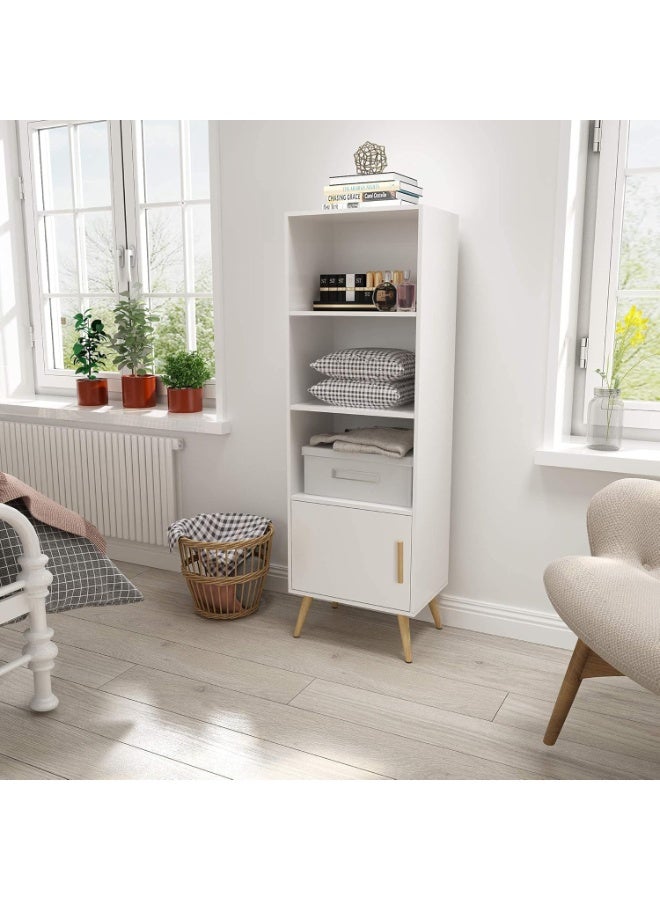 Meerveil Bookcase, Bookshelf Sideboard 4 Cube Storage Unit White Free Standing Wooden for Living Room Bedroom 42 x 30 x 127 cm - Image 5