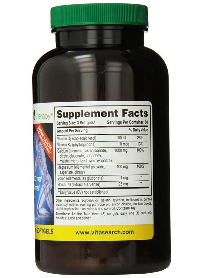 Phyto-Therapy Liquid Calcium with Magnesium Softgels, 1000 mg, 180 Count - Image 2