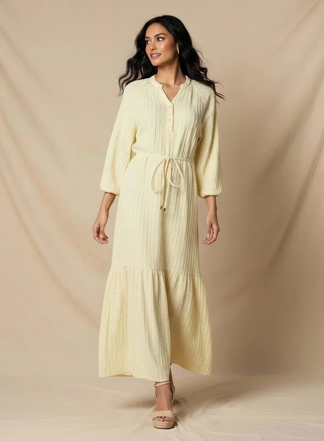 Splash FAV Textured Maxi Women Dress with Tie Up Detail