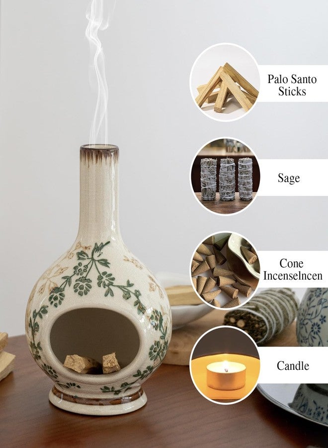 RGBDOT Handmade Ceramic Incense Holder，Stick & Backflow - Sage Holder for Burning ，Meditation Accessories，Easily Grab All Incense Ash (Green and Beige) - Image 5