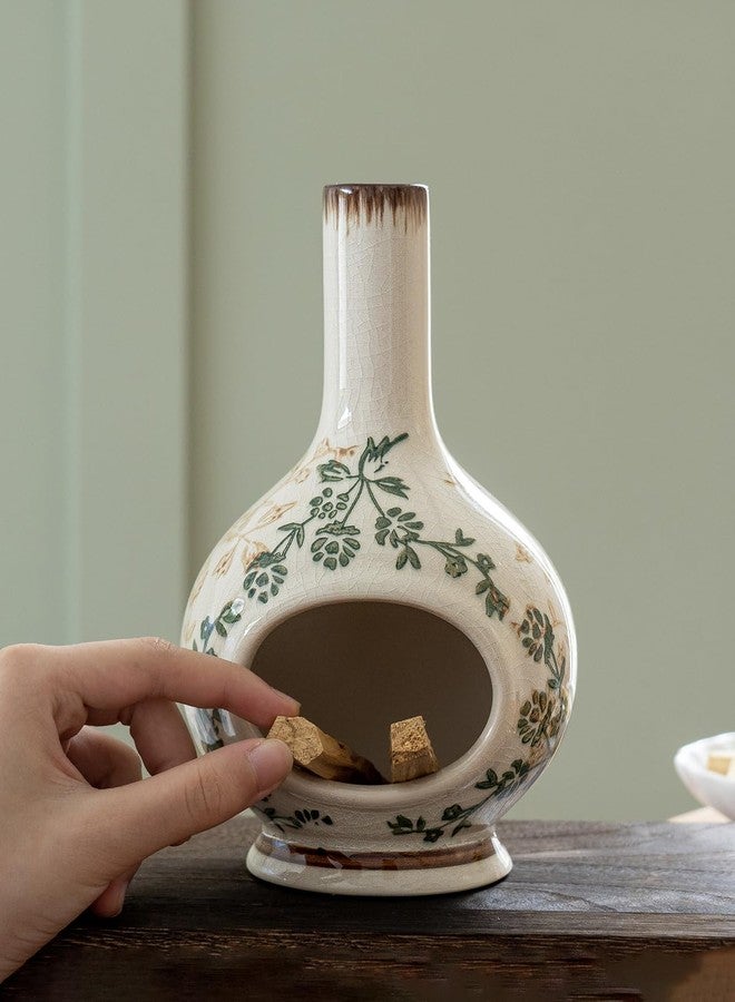 RGBDOT Handmade Ceramic Incense Holder，Stick & Backflow - Sage Holder for Burning ，Meditation Accessories，Easily Grab All Incense Ash (Green and Beige) - Image 2
