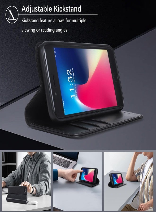 VISOUL Wallet Case for iPhone SE 3rd (2022)/SE 2nd (2020)/8/7 Folio Case, Genuine Leather Magnetic Flip Cover with Card Holder, Kickstand for iPhone 8/7/SE2/SE3 (4.7 inch)-Black - Image 5