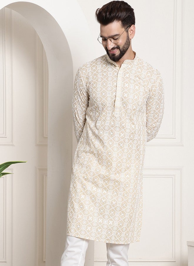 Sojanya قميص قطن بيج للرجال - Image 1