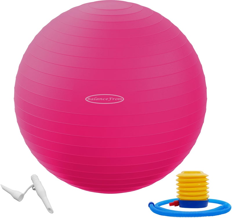 Fitvids Anti-Burst and Slip Resistant Exercise Ball Yoga Ball Fitness Ball Birthing Ball with Quick Pump, 2,000-Pound Capacity, Pink, 30-inch, XL - Image 1