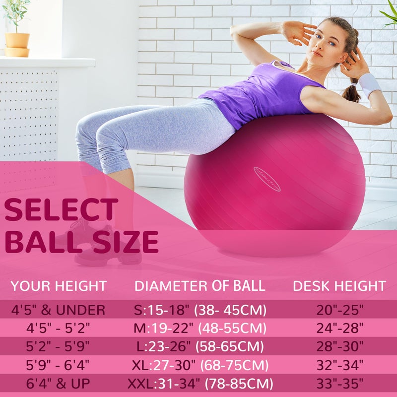 Fitvids Anti-Burst and Slip Resistant Exercise Ball Yoga Ball Fitness Ball Birthing Ball with Quick Pump, 2,000-Pound Capacity, Pink, 30-inch, XL - Image 2