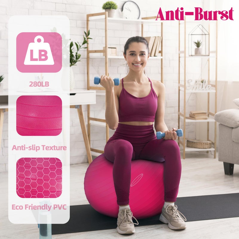 Fitvids Anti-Burst and Slip Resistant Exercise Ball Yoga Ball Fitness Ball Birthing Ball with Quick Pump, 2,000-Pound Capacity, Pink, 30-inch, XL - Image 3
