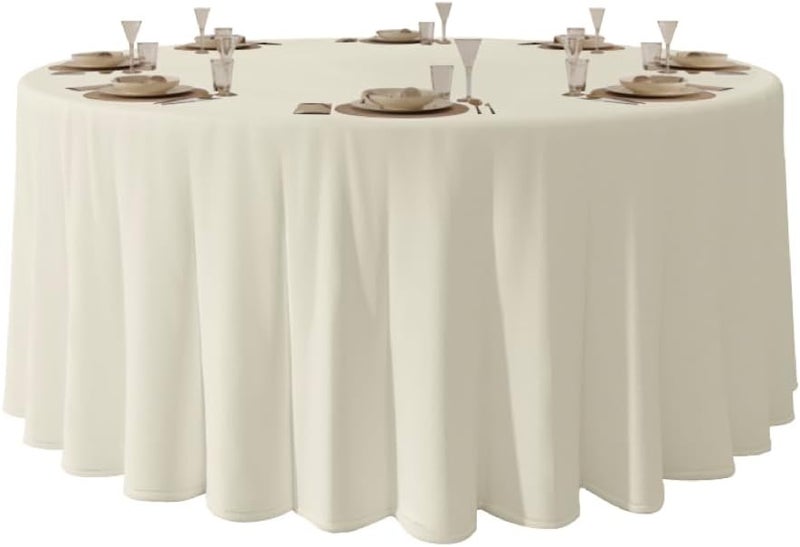 Urby Round Tablecloth for 1.5–1.8 m Round Folding Table for 6–8 Guests, for Table with 6 Chairs, 304.8 cm, Ivory, Ideal for Party, Wedding, Banquet and Events - Image 1