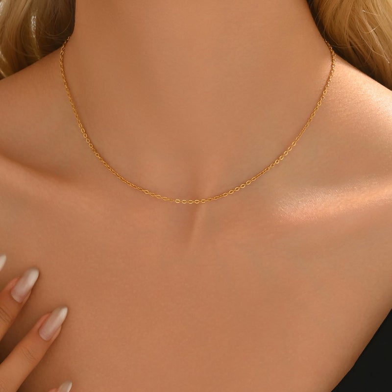 Mauzew Dainty Chain Necklace for Women 18K Gold Plated Simple Basic Chain Link Necklace Delicate Thin Chain Layering Choker Necklaces Everyday Jewelry Gifts - Image 4