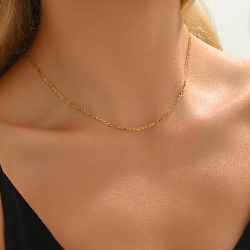 Mauzew Dainty Chain Necklace for Women 18K Gold Plated Simple Basic Chain Link Necklace Delicate Thin Chain Layering Choker Necklaces Everyday Jewelry Gifts - Image 3