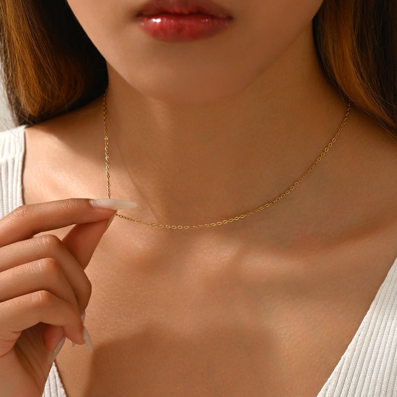 Mauzew Dainty Chain Necklace for Women 18K Gold Plated Simple Basic Chain Link Necklace Delicate Thin Chain Layering Choker Necklaces Everyday Jewelry Gifts - Image 5