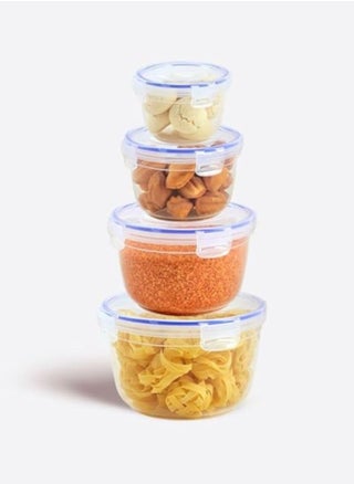 Dunya reusable plastic BPA free round box container set can be used for food storage meal prep leftovers food storage set consists of 4 Pcs varies in the set (625-1200-2100-3400 ml) Transparent - pzsku/ZD26F40F7B7A630FA29FFZ/45/_/1708334696/8c851daa-5e06-43d0-8dce-5fd123ba17df