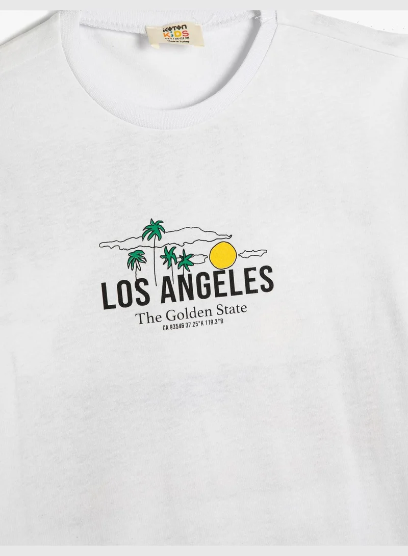 KOTON T-Shirt Printed Short Sleeve Crew Neck Cotton
