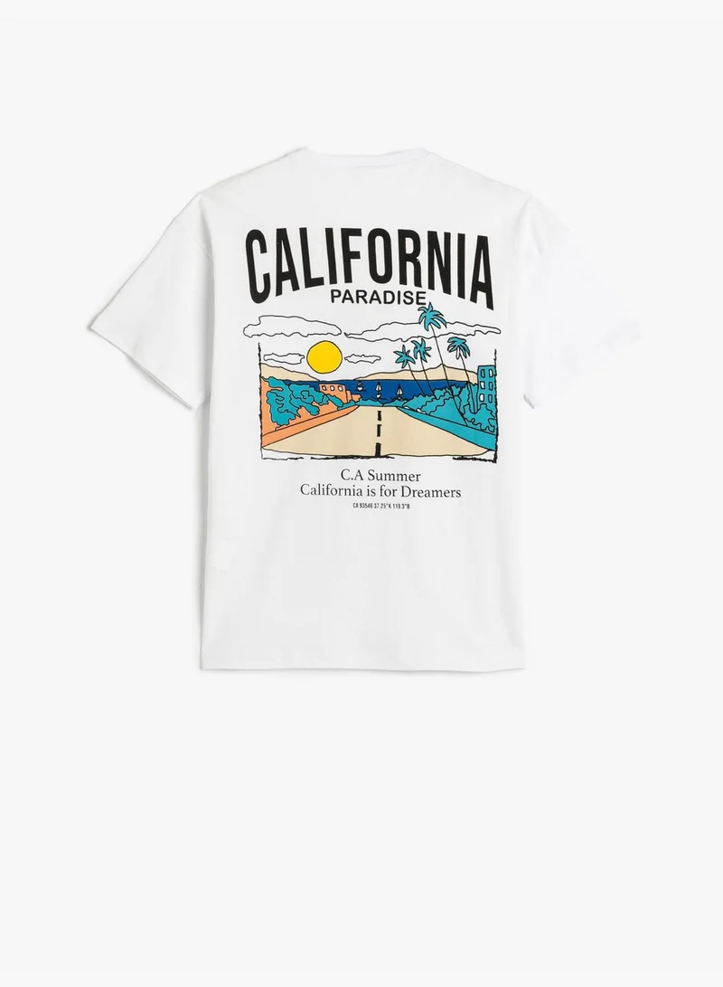 KOTON T-Shirt Printed Short Sleeve Crew Neck Cotton